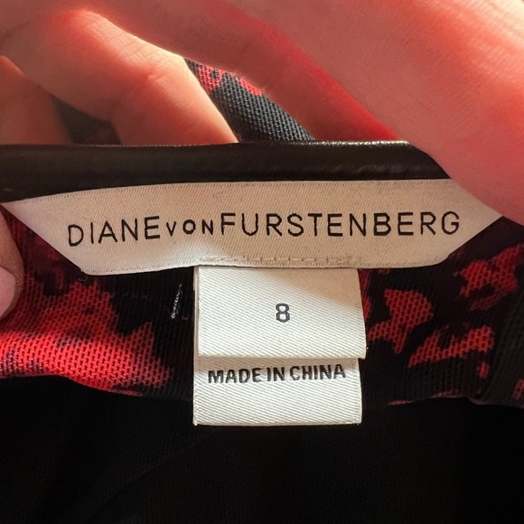 Diane von Furstenburg Vamp red black lace maxi sheer inset dress 8 whimsigoth - Picture 6 of 15